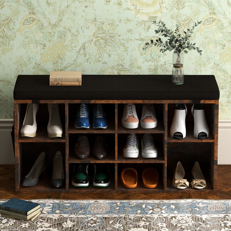 Storage Bench, Rustic Brown/Black