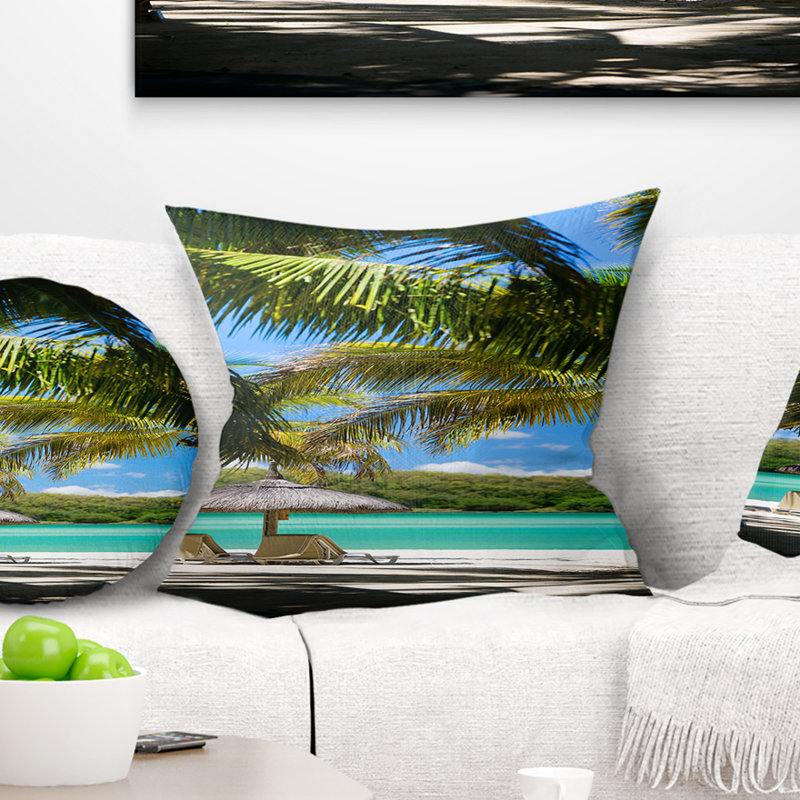 Coussin Tropical Beach - imprimé de plages, 16 po x 1 po, Coussin décoratif