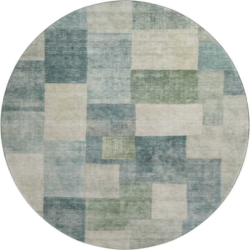 Premium Machine Washable Alijah AMF1261 Geometric Rug, Round 8'