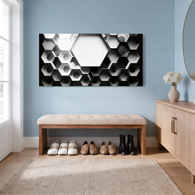 Motif géométrique hexagonal abstrait, reproduction d'art sur toile tendue sur toile, ensemble de 1, H 12 po x l 36 po