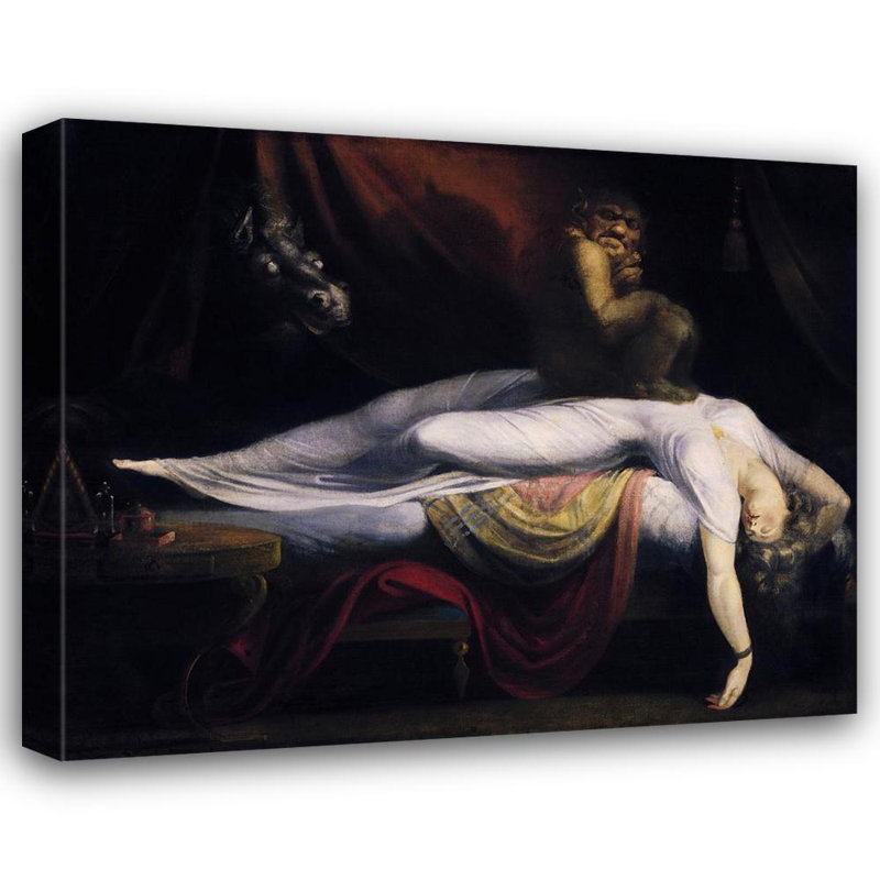 "The Nightmare" par Henry Fuseli - Art mural sur toile tendue avec châssis, H 24 po x l 17 po