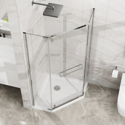 Frameless Shower Door 36 In.D X 36 In.W X 72 In.H Corner Shower Enclosure With Clear SGCC Tempered Glass Pivot Shower Door