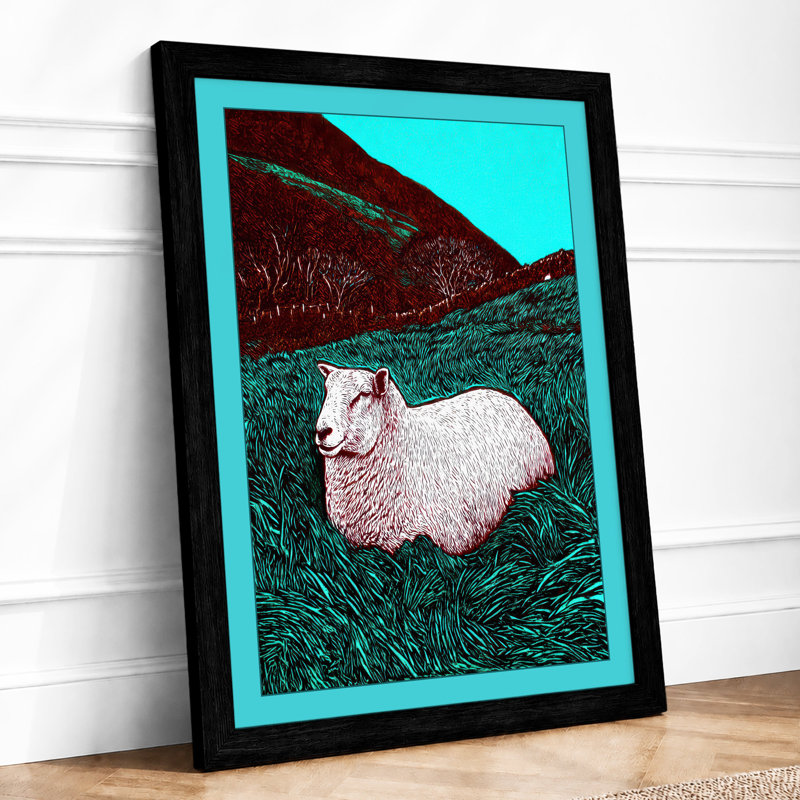 Sheep In Dreamland Modern - Print, A1 - 84.1 x 59.4 cm, Black