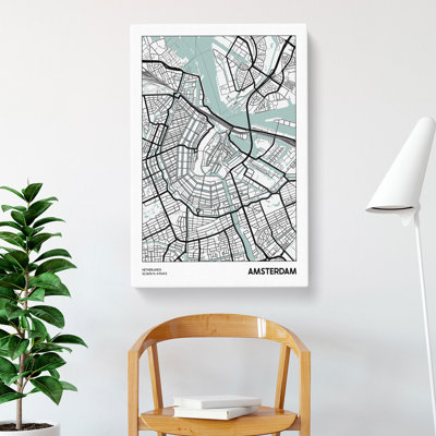 Map Amsterdam Netherlands - Wrapped Canvas