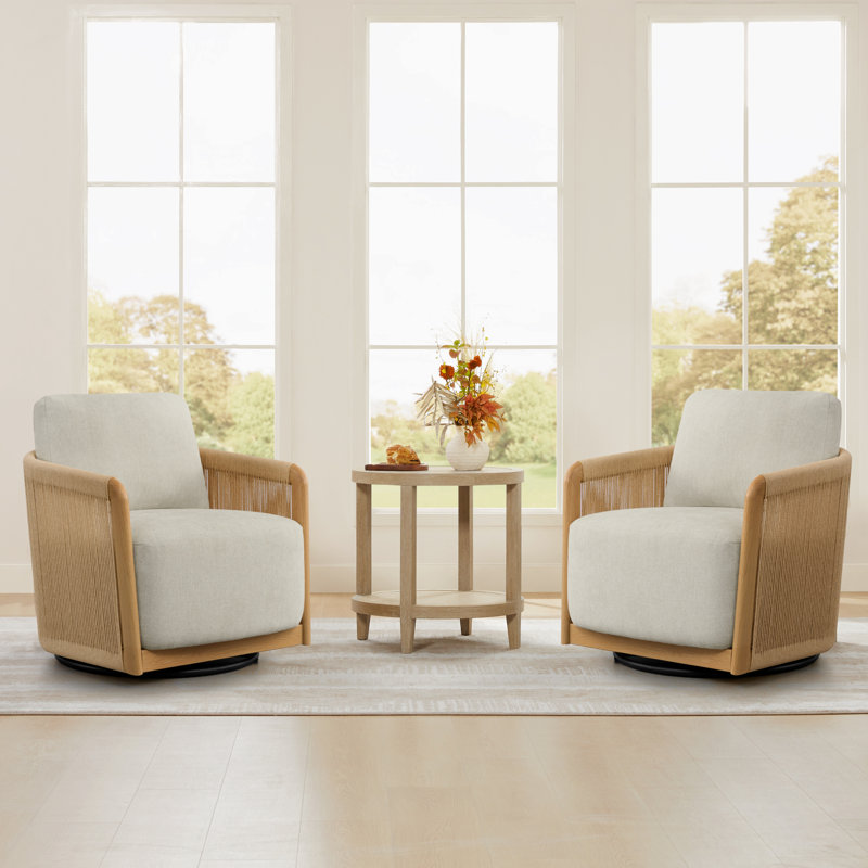 Linen-like Upholstered Swivel Accent Chair, Linen