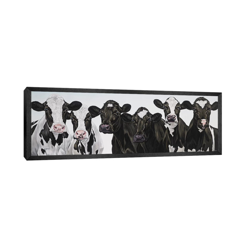 Herd Of Cows by Clara Bastian - Panoramic Print on Canvas, Black Framed, 152.4 cm H x 50.8 cm W