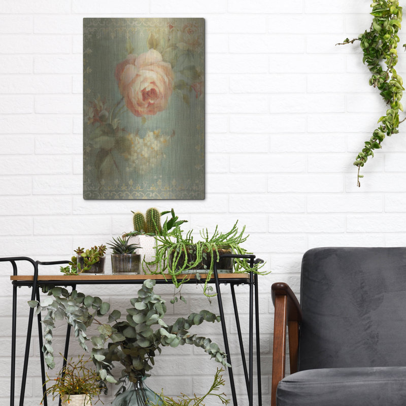Art mural en métal «Rose On Sage» par Danhui Nai, H 16 po x l 12 po
