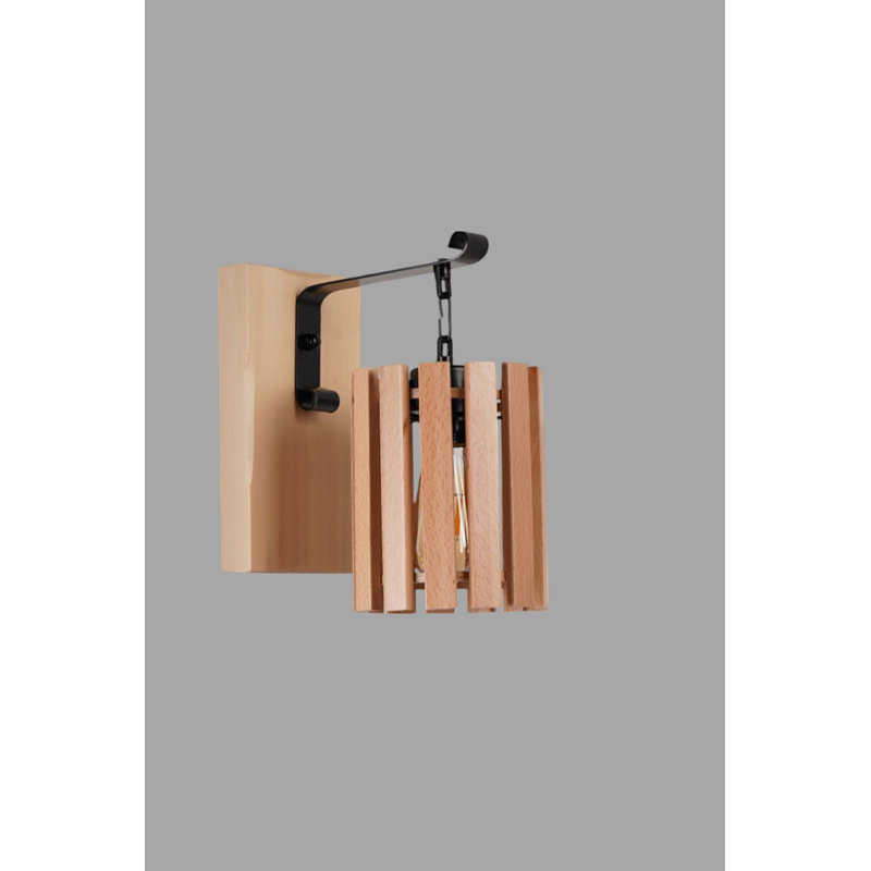 Stylish Wall Lamp, Oak & Black, 10.6 x 5.7 x 1.4 inches | Wooden Body & Cap, Total Height: 10.6 inches | E27 Socket, Max 40W (Bulb Not Included) | Modern Design for Living Room, Bedroom & Office Decor
