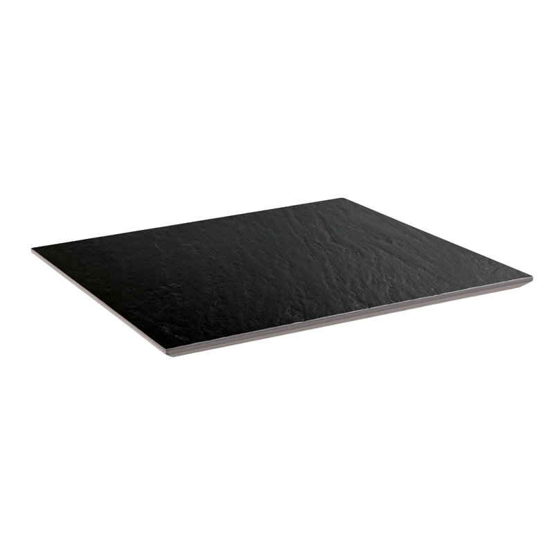 30 po x 30 po, surface de table en pierre frittée noire à surface texturée subtile pour une utilisation intérieure / extérieure