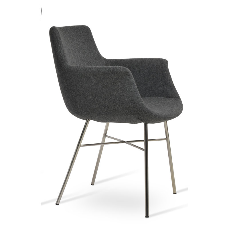 Chaise avec accoudoirs rembourrée, Noir