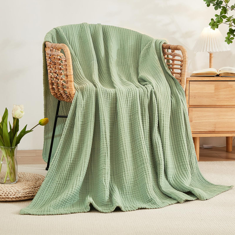 Couverture en coton pour toutes les saisons EMME, Simple extra long, Vert