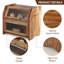 Contenant alimentaire très grande capacité pour comptoir de cuisine - Bac de rangement en bois d'acacia rustique à double couche avec fenêtres en acrylique transparent, bouches d'aération, support en bois