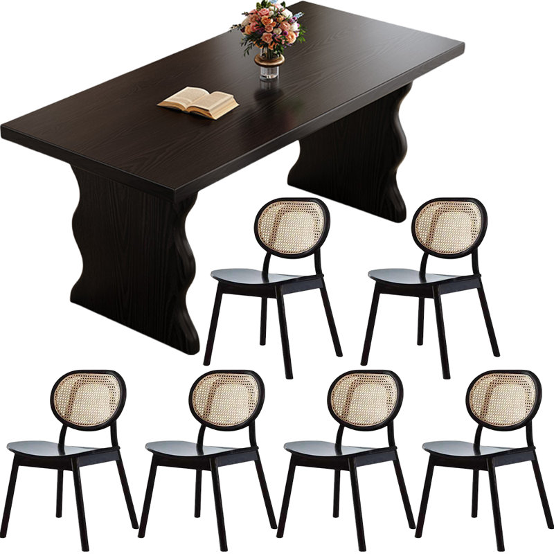 Ensemble de salle à manger Black Wood, H 29,9 po x L 94,5 po x l 34,6 po