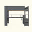 Lit mezzanine en bois avec bureau, tablettes multiples, DEL et station de charge