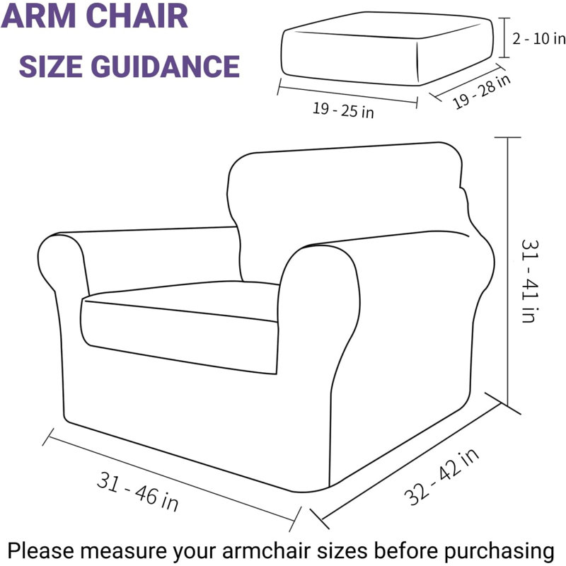 Housse pour fauteuil en velours à coussins carrés / rectangulaires