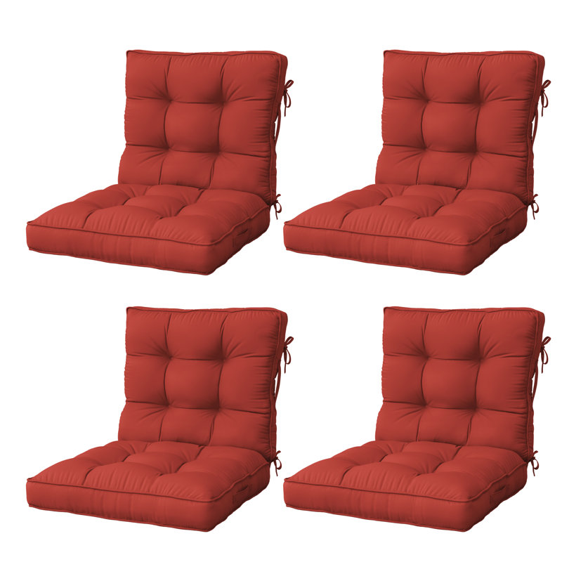 Anjelyka 20"W X 19"D Outdoor Cushions Indoor And Outdoor Seat/Back Cushion, Upgraded Filled Patio Chair Cushions, Rust Red, 4