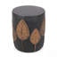 Table d'appoint d'extérieur en béton léger avec finition bicolore et motif de feuilles pour la décoration du patio