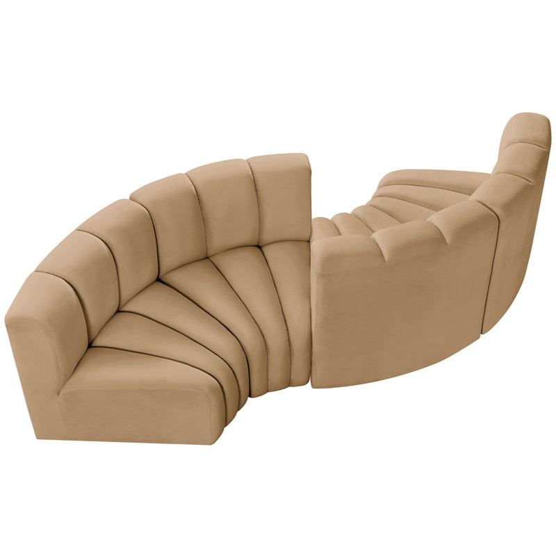 Iyra Upholstered Curved Sectional Reversible, Camel Velvet