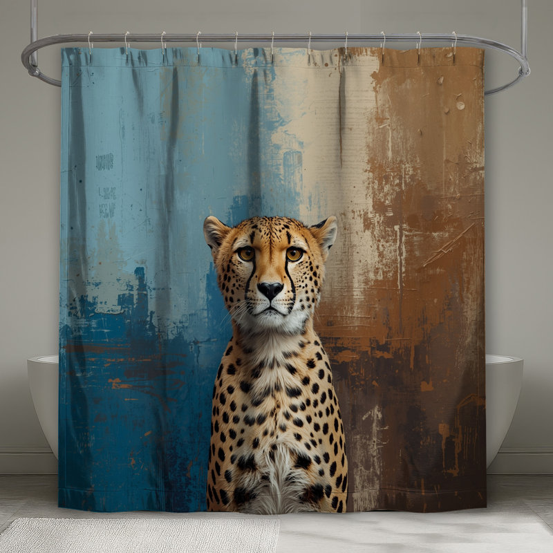 Rideaux de douche guépard sur fond texturé extra long, 70in W x 72in H