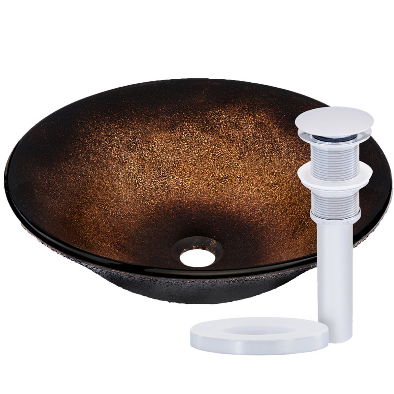 Novatto 17.5'' Glass Circular Bathroom Sink, Chrome