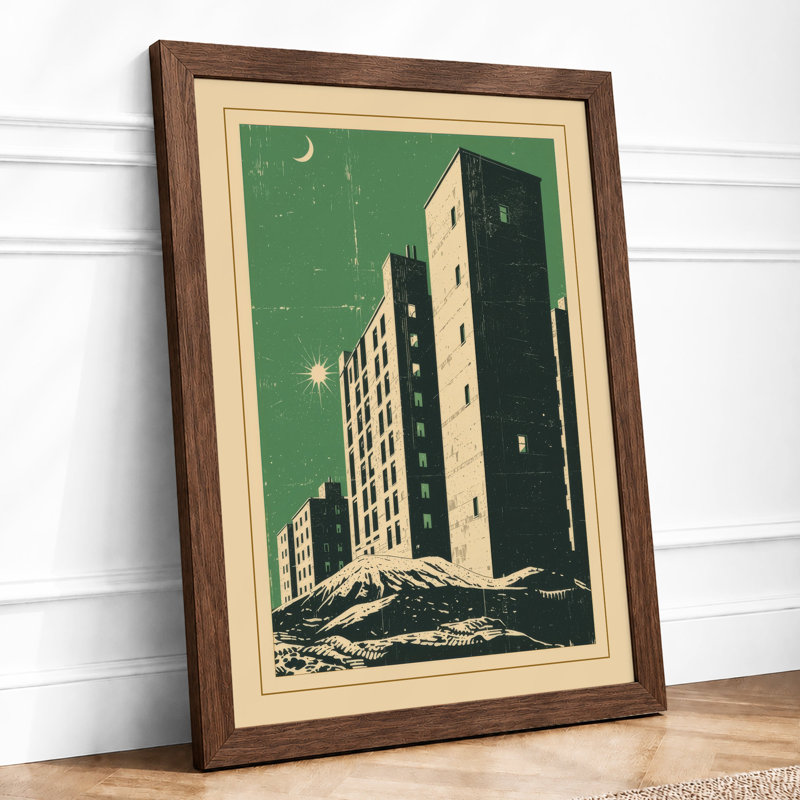 Skyward Architecture Art Deco - Framed Print, A3 - 42.0 x 29.7 cm, Walnut