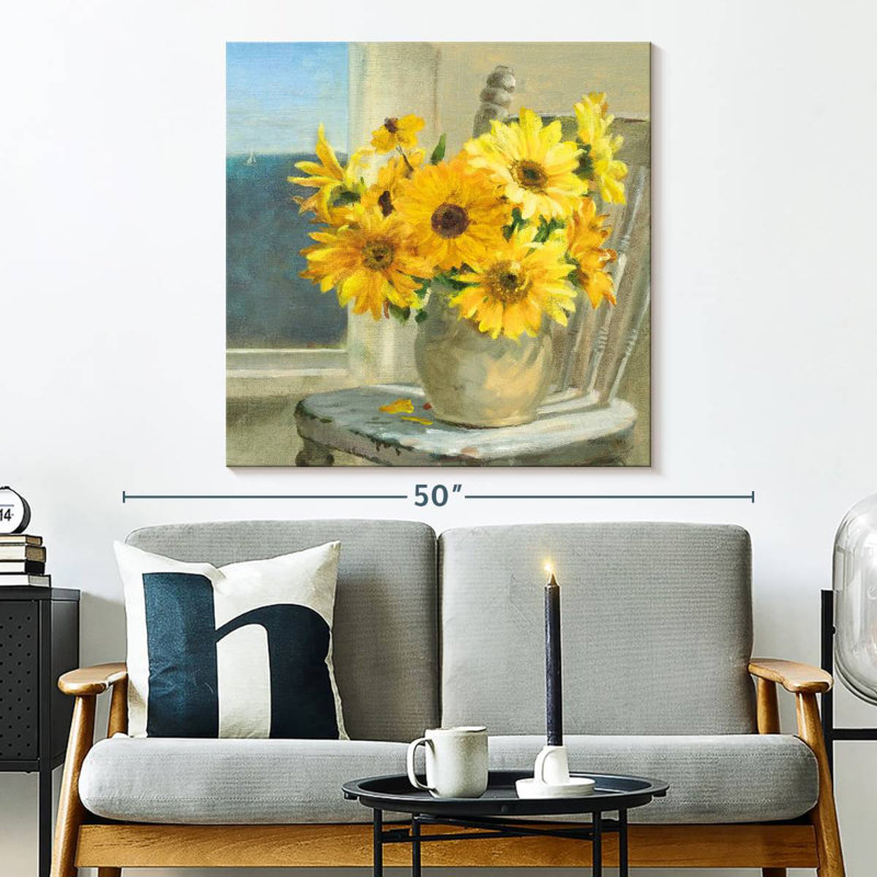 Harnek tournesols au bord de la mer, H 33 po x l 33 po