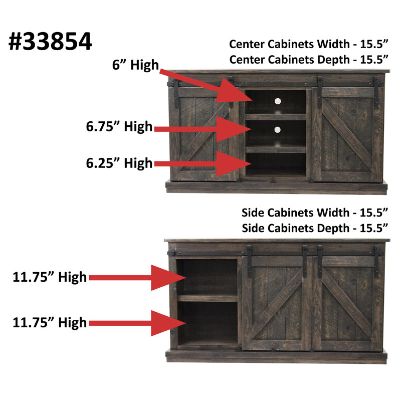 Sandin Unfinished TV Stand for TVs up to 65", Driftwood