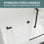 56 - Porte de baignoire coulissante entièrement sans cadre avec verre trempé transparent de 5/16 po (8 mm) et quincaillerie en acier inoxydable de 56 po x 60 po, noir mat, robuste et durable