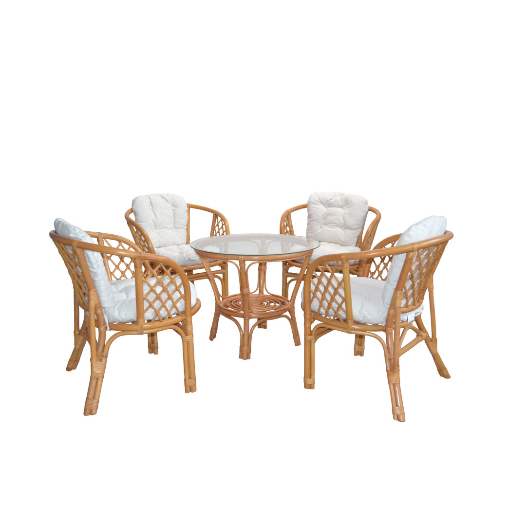 4-Sitzer Lounge Set aus Rattan mit Polster Lagoudera