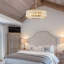 Lustre tambour moderne en cristal, luminaire suspendu 6 lumières avec cadre en métal pour le salon, la salle à manger et la chambre à coucher -722958153