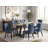 6 Piece Dining Set Contains a Rectangle Dining Room Table with V-Legs and 4 Blue Linen Fabric Upholstered Chairs with a Bench, 36x60 Inch, Multi-Color-133567853-133567859