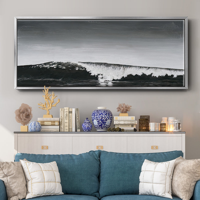 Black & White Waves I - Framed Canvas