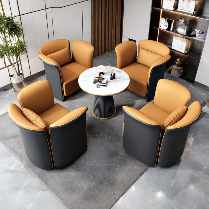 Ensemble de canapé noir et orange