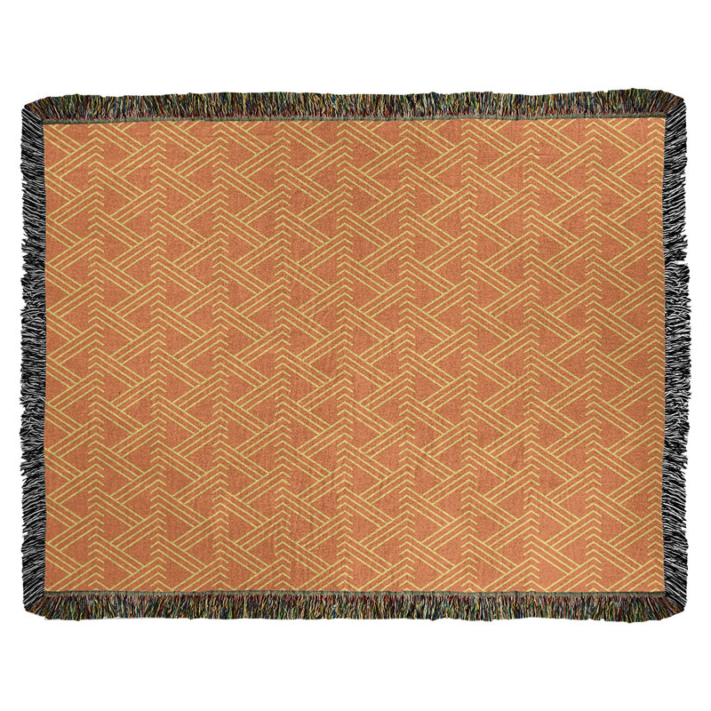 Couverture en coton tissé zigzag classique, L 37 po x L 52 po, Orange/jaune