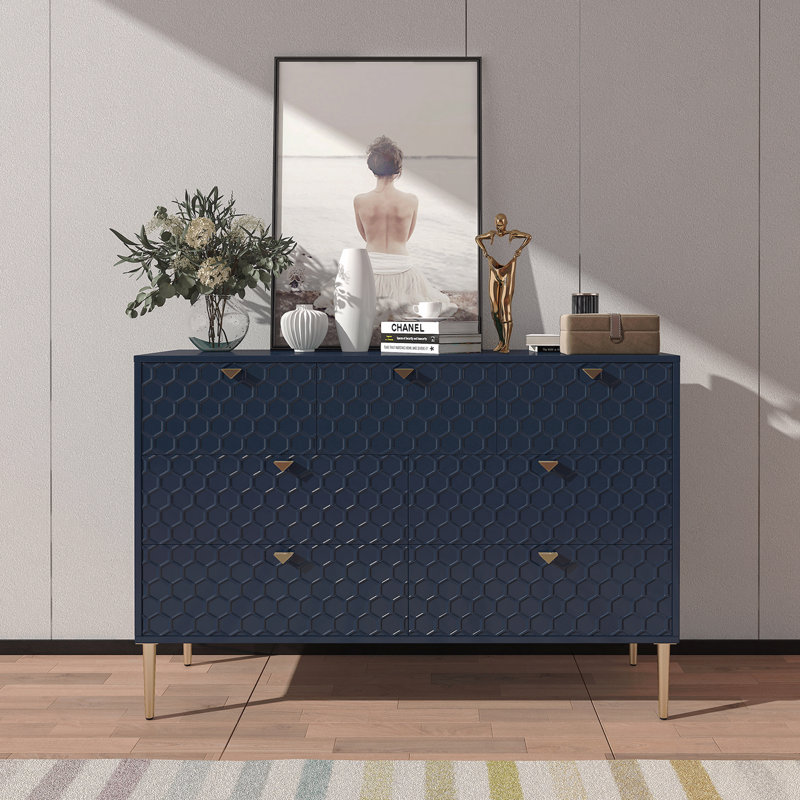 Armoire d'appoint de rangement 7 tiroirs Modern, Bleu