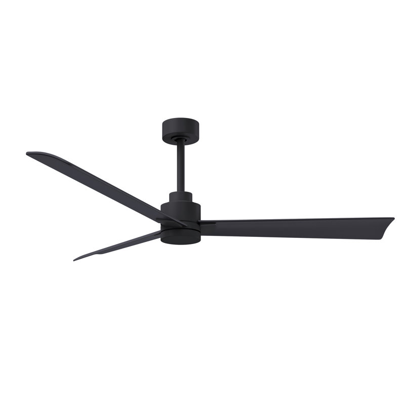 Alessandra Outdoor Downrod Ceiling Fan, Matte Black, Matte Black
