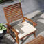 Ensemble de 4 chaises de patio avec coussin, ensemble de 4 chaises de salle à manger d'extérieur, siège en bois d'acacia avec repose-pieds, siège et dossier à lattes, accoudoirs, blanc crème