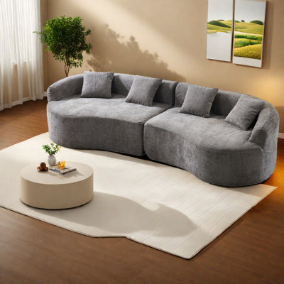 Canapés en chenille modernes peu encombrants, mousse haute densité pour salon compact, gris