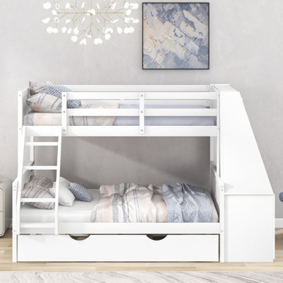 Erlis Kids Twin Over Full Bunk Bed with Trundle with Drawers