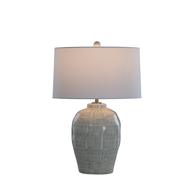 Liora Table Lamp, Green Patterned Glaze