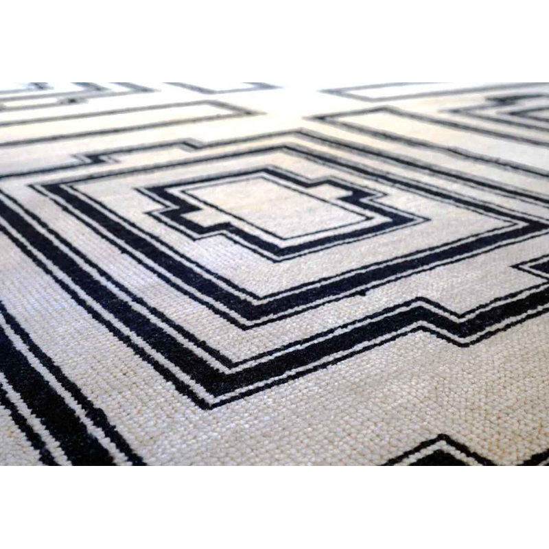 Hand Knotted Wool Geometric Area Rug, Rectangle 8' x 10'