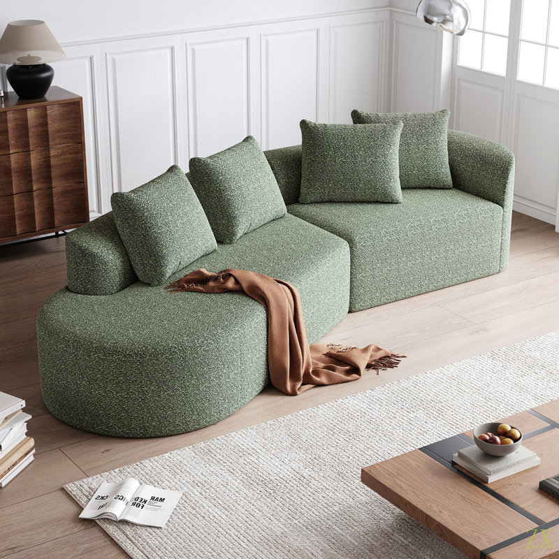 Canapé modulaire surdimensionné et rembourré Modern, Chenille verte