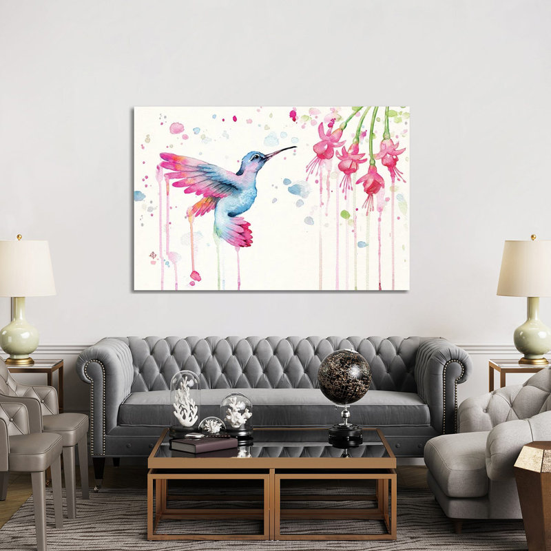 Jardin des colibris par Sillier Than Sally - reproduction d'art, H 12 po x l 18 po x 1,5 po, Aucun mat, Toile tendue