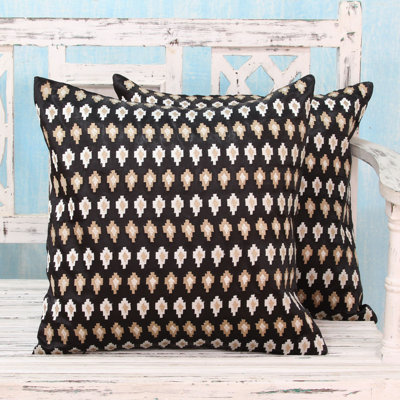 Heartley Midnight Desert Embroidered Stars Pillow Cover