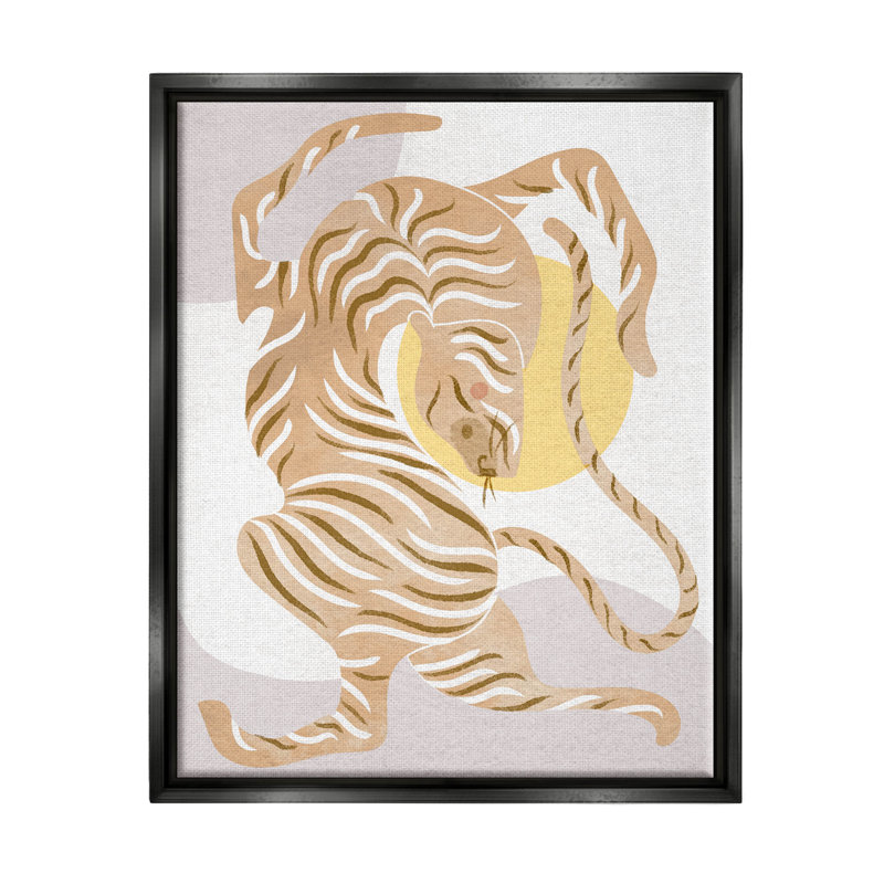 «Geometric Tiger Stripes Shapes Floater», art mural par Lil 'Rue, Cadre flottant noir de jais, H 21 po x l 17 po x P 1,7 po