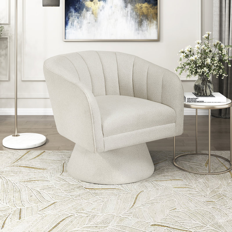 Chaise pivotante Charley, Beige Boucle