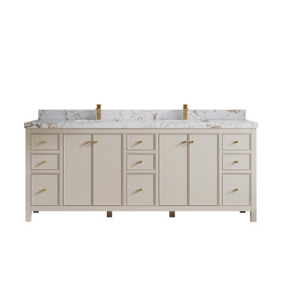 Chicago 84'' Double Bathroom Vanity with Quartz Top -  Willow Collections, CHI_FNG_VL_GL_84