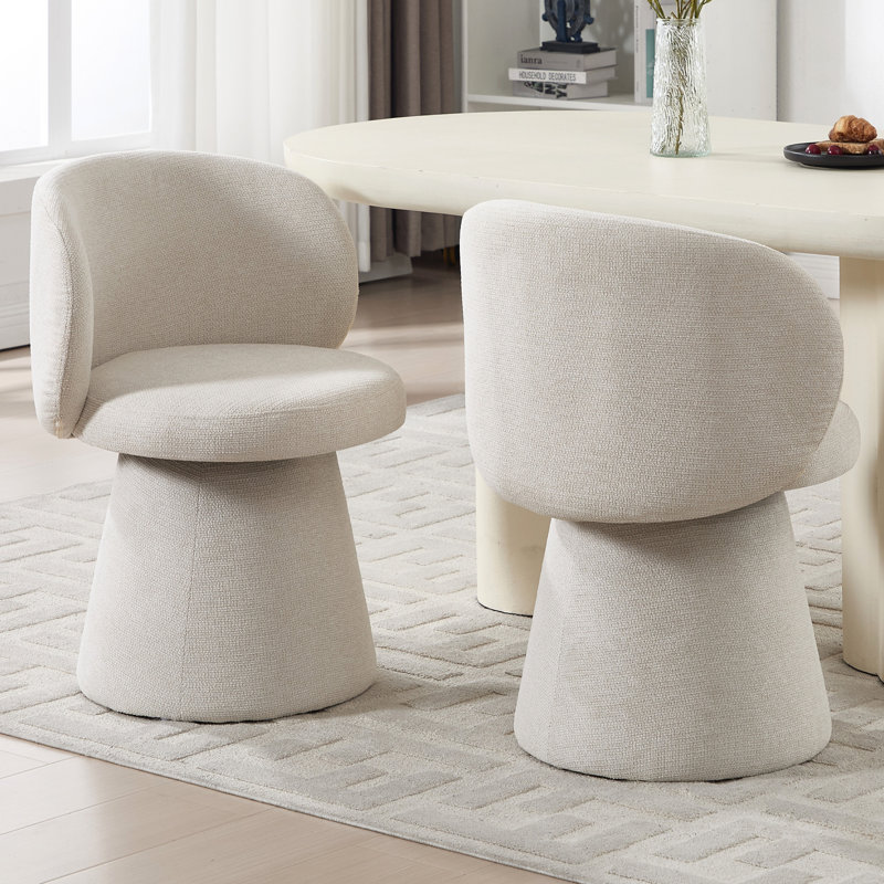 Chaise pivotante rembourrée avec dossier, Beige