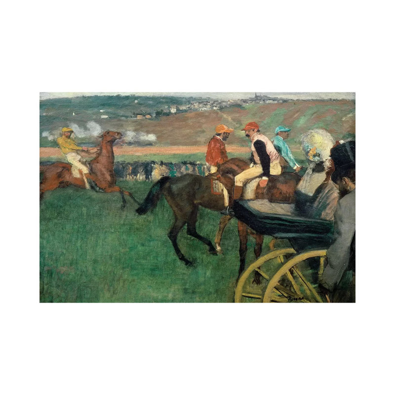 The Racetrack, Amateur Jockeys Near A Car, 1876-188 by Edgar Degas - Wrapped Canvas Painting, 30.48 cm H x 45.72 cm W