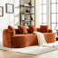 Canapé incurvé en chenille orange avec 3 coussins, assise profonde et confortable idéale pour les petits appartements, aucun assemblage requis, rembourrage en mousse à mémoire de forme, parfait pour le salon, et convient aux animaux de compagnie.